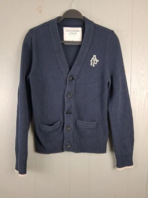 Vintage Abercrombie & Fitch Cardigan Sweater Mens S Blue Varsity Academia School - Image 1 of 4