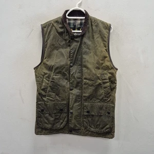 Barbour Vintage Westmorland Wax Waterproof Green Hunting Rain Gilet Weste Small - Bild 1 von 8