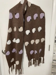 Urban Outfitters Ellie Knit Blanket Scarf Super Soft Tri Color Sheep Pattern - Picture 1 of 8