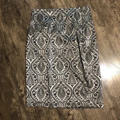 Worthington 裙,尺寸 12,时尚银色图案铅笔衬里。  — 第 1/4 张图片