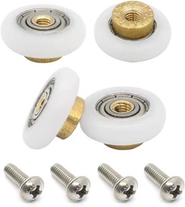 4PCS Shower Door Rollers Runners Wheels Replacement Part Bathroom 19mm, White - Picture 1 of 4
