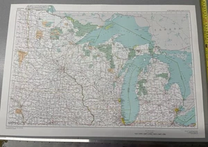 NORTHERN GREAT LAKES STATES Map USGS National Atlas Sheet 18-19 1967 US Canada - Picture 1 of 3