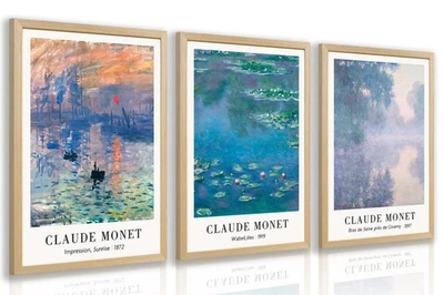 Vintage Botanical Wall Art Set of 3, Claude Monet Water Lilies Art Prints, Im... - Image 1 of 4