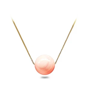 Natural Conch Shell Necklace Pendant 16 Inch Sterling Silver Chain Jewelry Box - Picture 1 of 6