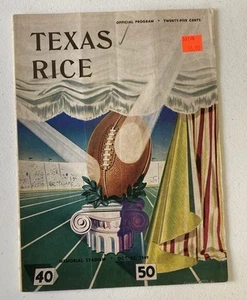 Programa de fútbol americano universitario Texas Longhorns vs Rice 1949 22 de octubre L1 - Imagen 1 de 12