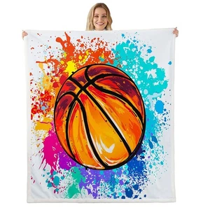 Manta de lana tie-dye con estampado de baloncesto manta ligera súper suave... - Imagen 1 de 5