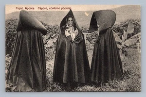 Vintage Portugal Postkarte FAYAL Azoren Capote Tracht beliebt Rppc 1900er - Bild 1 von 2