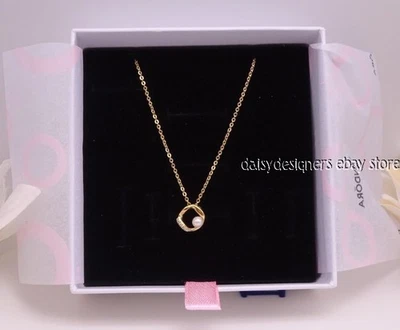 Nuevo Collar Pandora Brillo Pavé Círculo Perlas Cultivadas 43cm 17.7" con Caja Foto 1 de 4