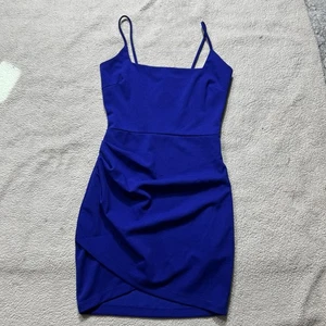 Windsor Dress Womens Small Blue Mini Square Neck Wrap Party Sleeveless Pullover - Picture 1 of 12