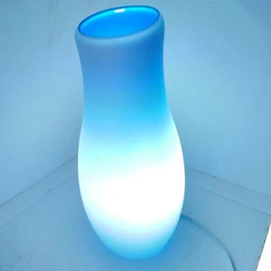 Ikea Vintage Cloud Blue Frosted Glass Tall Curved Chimney Table Lamp Ombre Rare - Picture 1 of 12