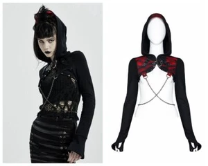 Gothic Military Uniform Women's Long-sleeved Coat Handsome Short Hooded Jacket - Picture 1 of 29