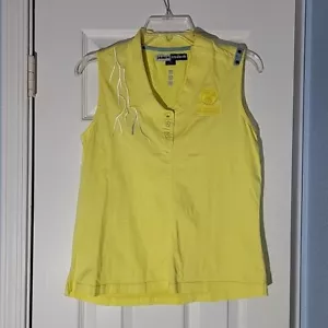 Jamie Sadock Polo Womens Medium Yellow Inn Mountain Gods Logo NM Golf Tank Top - Picture 1 of 10