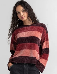 Volcom Bubble Tea Sweater Pullover Chenille Boxy Fit SMALL Color: Black Plum $60 - Picture 1 of 14