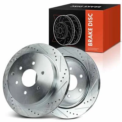 Rear Drilled & Slotted Brake Rotors for Nissan Armada 17-21 INFINITI QX56 QX80 - Image 1 of 4