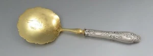 Antique French Silver Strawberry Berry Spoon, Leaf Pattern - Picture 1 of 9