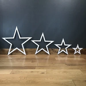 4 Stars Industrial Sign Metal Shabby Chic white Rustic Christmas Decoration - Picture 1 of 7
