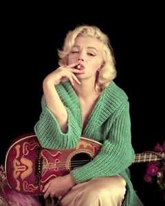 Marilyn Monroe Has a Cigarette While Playing Guitar Photo Print Poster