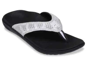 Spenco Women's Yumi Breeze Black Silver Thong Flip Flop Medium - Picture 1 of 4