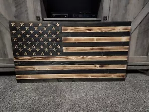 Wood Flag, Rustic American Flag, Distressed Flag, Rustic Flag, Black - Picture 1 of 1