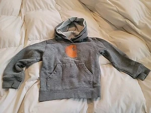 Boys 4t Carhartt Sweatshirt Pull Over Hoodie Grey Logo - Picture 1 of 4