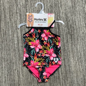 Hurley Girl's UPF 50+ One-Piece Quick Dry Swimsuit Size 4 New with Tags Beach - Picture 1 of 8