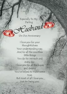 Especially To My Darling Husband On Our Anniversary A5 Sized Card With Love - Picture 1 of 2