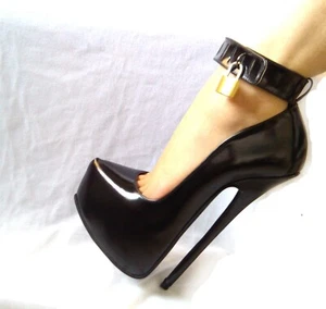 20CM-Heel-Height-Sexy-Genuine-Leather-Stiletto-Heel-Pumps-US-size-5-11 No.2008 - Picture 1 of 19