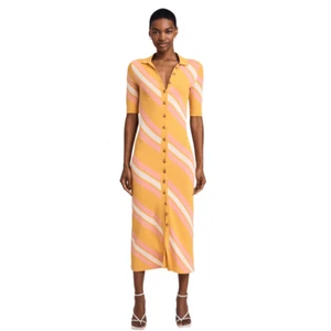Derek Lam 10 Crosby Aurelia Waist Tie Sweater Dress Size XL Stripes Orange Pink - Bild 1 von 7