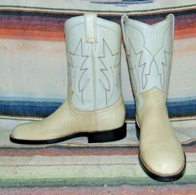 Botas de Vaquero Cortas de Cuero de Avestruz Blanco Delgadas Panhandle De Colección para Mujer 6 B NUEVAS Foto 1 de 4