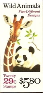 USA BOOKLET SC# BK202 WILD ANIMALS 29c. - BKLT OF 20 MNH - PL# K1111 - Picture 1 of 1