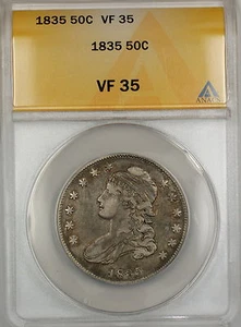 1835 Capped Bust Silver Half Dollar 50c Coin ANACS VF-35 PRX - Picture 1 of 1