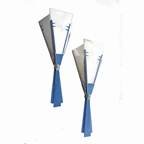 PAIR ,Art Deco Hollywood Regency   Style Sconces, with Alabaster Shades Cover