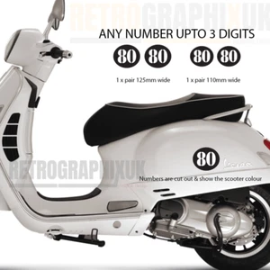 4 SET OVAL - Race Numbers fits GTS PX Side Panel Stickers 125mm & 110mm w - Picture 1 of 6