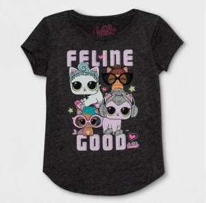Girls' L.O.L. Surprise! 'Feline Good' Cat Short Sleeve T-Shirt XS, S, M, L, XL - Picture 1 of 4