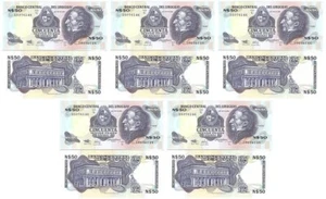 Uruguay - 5 pcs х 50 Nuevos Pesos 1988 - 1989 UNC Pick 61A(2) Serie G Lemberg-Zp - Picture 1 of 2