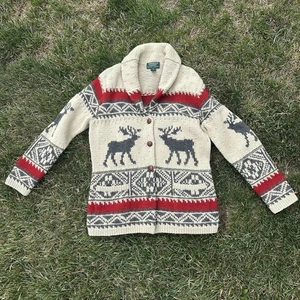 Polo Ralph Lauren Wool Moose Cardigan Sweater Cowichan Small - Picture 1 of 7