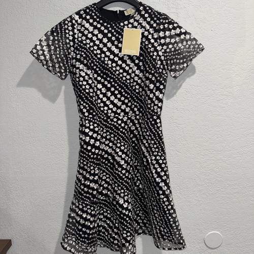 Abito donna Michael Kors taglia 0 nero e argento con cerniera sul retro nuovo con etichetta B42