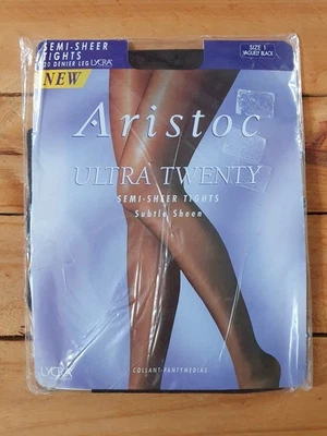 Vintage Aristoc Ultra 20 Subtle Sheen Nylon Tights - S/M Vaguely Black - Image 1 of 2