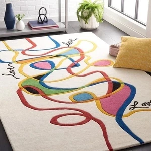 Hand tufted Amazing Rug Luxury Rug White and Multicolour for Living Room - Picture 1 of 3