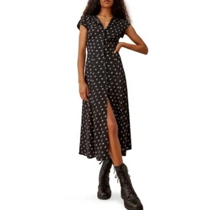 REFORMATION Größe 2 Fauna Kleid grün Blumen vorne Knopfleiste Midi leicht i24 - Bild 1 von 9