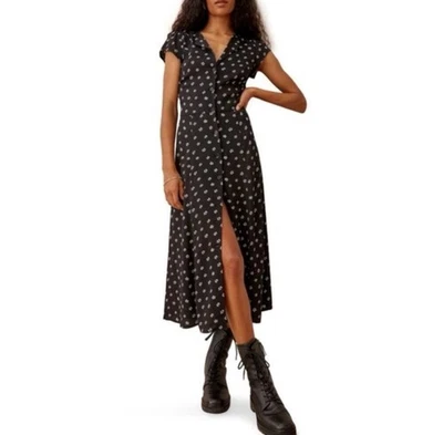 REFORMATION Size 2 Fauna Dress Green Floral Front Button-Up Midi Lightweight i24 - Image 1 of 4