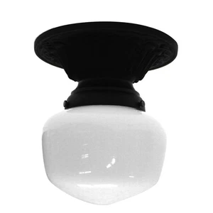 Cast Iron Ceiling Mounted Porch Light Schoolhouse Shade Vintage Style - Picture 1 of 2