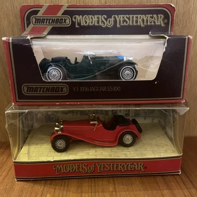 Konvolut 2 Matchbox 1:38 Scale Models Of Yesteryear Y1-G Jaguar SS100 Models - Bild 1 von 4