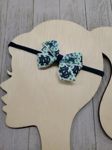 Notre Dame Headband Baby Headband Nylon Headband Notre Dame Bow - Picture 1 of 1