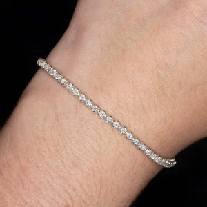 2 CARAT VERY GOOD CUT DIAMOND TENNIS BRACELET WHITE GOLD ROUND BRILLIANT CLASSIC - Picture 1 of 4
