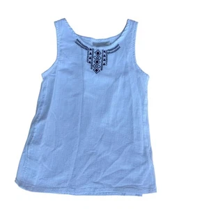 Girls White Geometric Embroidered Sleeveless Top Size M (10-12) - Picture 1 of 3
