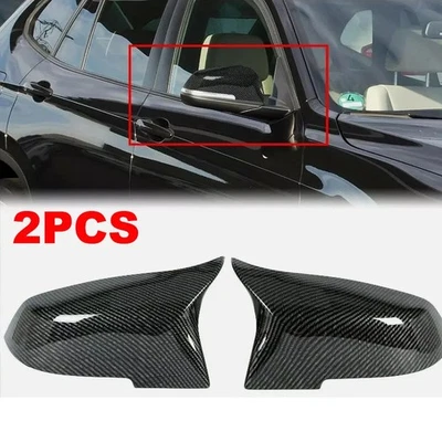 2X For BMW F20 F21 F30 F31 F32 F36 X1 E84 F87 Carbon Look Wing Mirror Cover Cap Foto 1 de 4