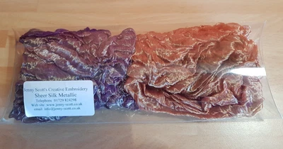 Crinkled Sheer Silk Metallic Fabric for Hand & Machine Embroidery & Other Crafts - Image 1 of 4