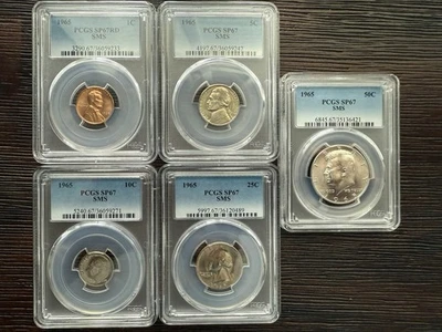 1965 PCGS SP 67 SMS 5-coin set - Image 1 of 3