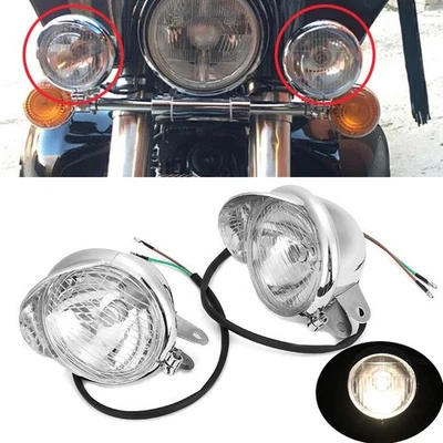 2x Fog Passing Spot Lights For Honda Shadow VT ACE Sabre Spirit VLX 1100 750 600 - Image 1 of 4